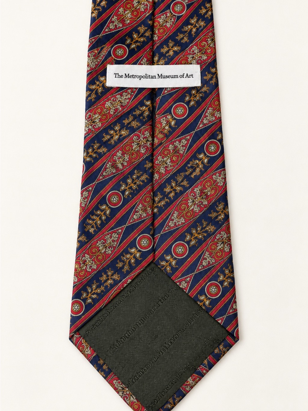 Metropolitan Museum of Art Tie Navy Red Gold Ornate Floral Stripe Necktie